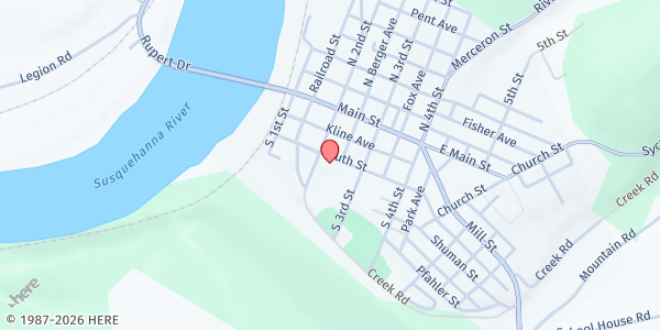 Map showing Catawissa First United Methodist Church at 228 South St, Catawissa, PA