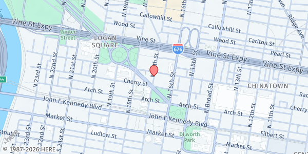 Map showing Bread of Life - North 17th Street at 142 North 17th Street, Center City, PA