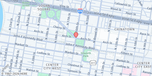 Map showing Chosen 300 - 16th and Benjamin Franklin Parkway at 16th and Benjamin Franklin Parkway, Center City, PA