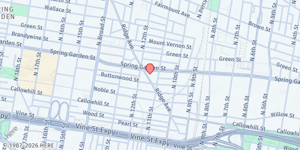 Map showing Chosen 300 - Spring Garden Street at 1116 Spring Garden Street, Center City, PA