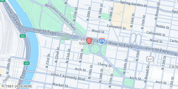 Map showing Focus Philadelphia - Benjamin Franklin Parkway at 1958 Benjamin Franklin Parkway, Center City, PA