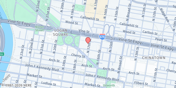 Map showing Nutritional Development Services - Center City at 222 North 17th Street, Center City, PA