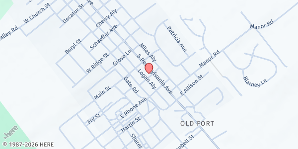 Map showing Grange Centre Hall at 217 S Pennsylvania Ave, Centre Hall, PA