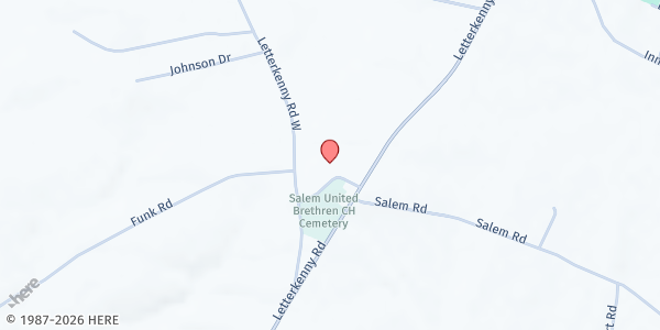Map showing Salem United Brethren Church - Pete's Pantry at 4349 Letterkenny Rd., Chambersburg, PA