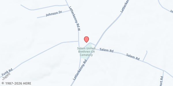 Map showing Salem United Brethren In Christ Church at 4349 LETTERKENNY ROAD, Chambersburg, PA