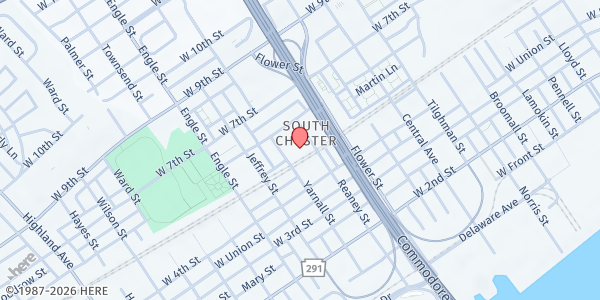 Map showing Better Living Center at 501 Yarnall Street, Chester, PA