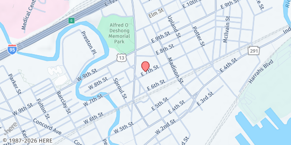 Map showing Catholic Social Services - Chester at 130 East 7th Street, Chester, PA