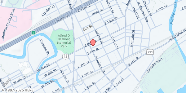 Map showing Chester Eastside Inc. - St. Paul's Church at 301 E. 9th St., Chester, PA