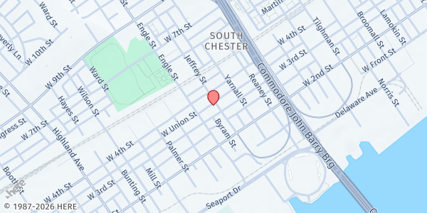 Map showing New Jerusalem Food Center at 2100 West 3rd Street, Chester, PA