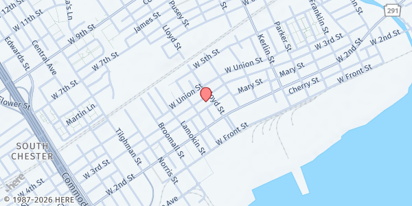 Map showing Saint Paul CME Church at 1009 West 3rd Street, Chester, PA