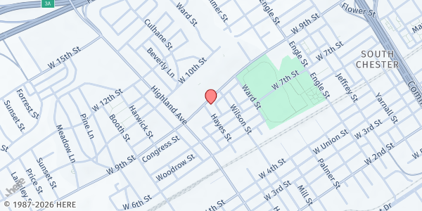 Map showing The Bernardine Center at 2625 West 9th Street, Chester, PA