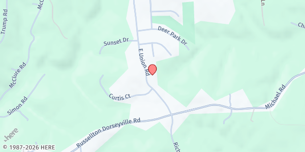 Map showing East Union Church - Food Pantry at 292 E. Union Rd., Cheswick, PA