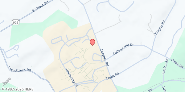 Map showing Cheyney University of Pennsylvania at 1837 University Circle, Cheyney, PA