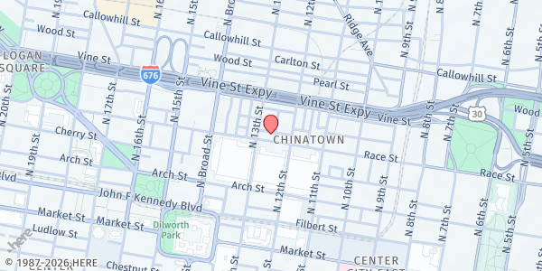 Map showing St. John's Hospice - Chinatown at 1221 Race Street, Chinatown, PA