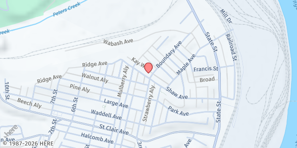 Map showing Morning Star Baptist Church at 307 Shaw Ave., Clairton, PA