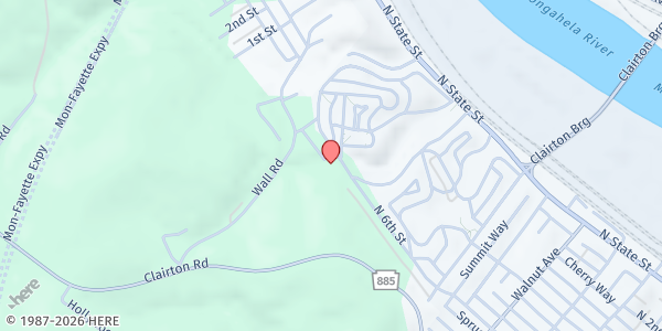 Map showing Pine Run UMC at 901 N. 6th St., Clairton, PA
