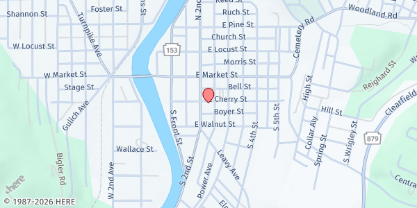 Map showing Central PA Community Action - Clearfield at 207 E Cherry St, Clearfield, PA