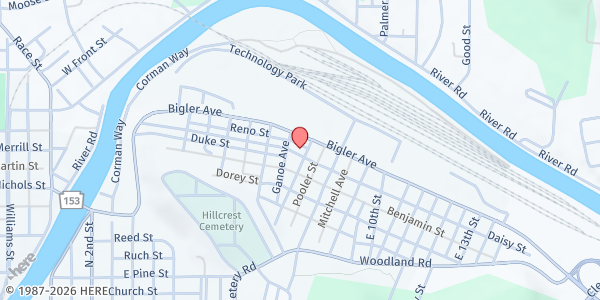 Map showing Living Bread Ministries at 628 Daisy St, Clearfield, PA