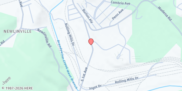 Map showing Coatesville Community Food Co-op at 800 S 1st Ave, Coatesville, PA