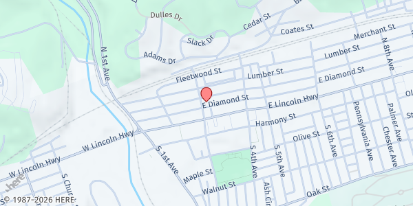 Map showing Olivet UMC at 310 E. Chestnut St., Coatesville, PA