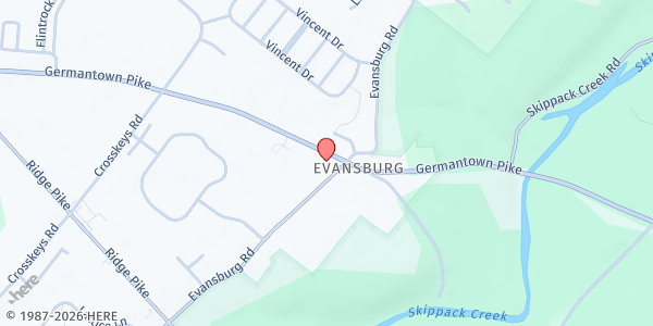 Map showing St. James Outreach House at 147 Evansburg Road, Collegeville, PA