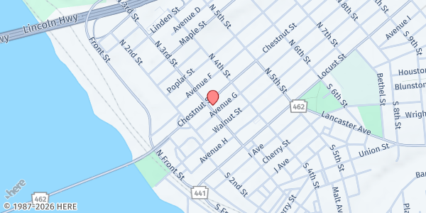Map showing The Columbia Food Bank at 340 LOCUST STREET, Columbia, PA