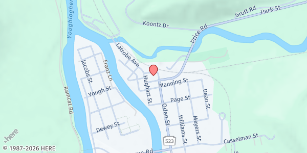 Map showing Turkeyfoot/Confluence Food Pantry Main Location at 711 Logan Pl., Confluence, PA