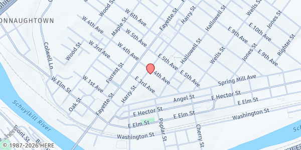 Map showing Colonial Neighborhood Council at 107 East 4th Avenue, Conshohocken, PA