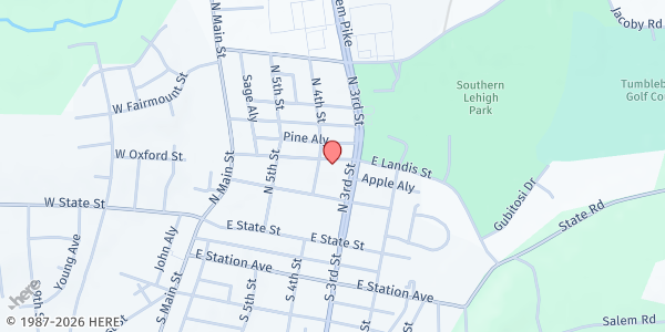 Map showing Betty Lou's Pantry at 333 E Oxford St, Coopersburg, PA