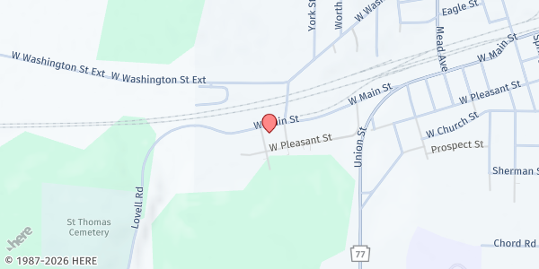 Map showing Corry Area Food Pantry at 1318 W Main St, Corry, PA