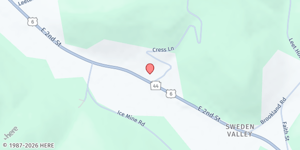 Map showing God's Country Military Food Share at 1237 E 2nd St, Coudersport, PA