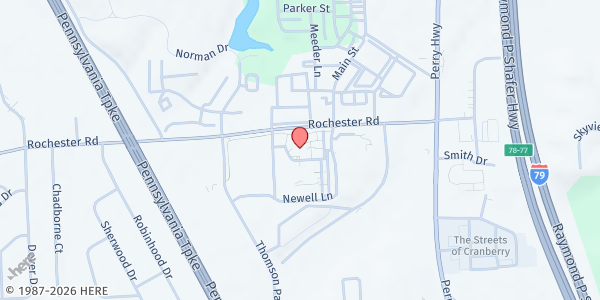 Map showing Gleaners Food Bank at 2535 Rochester Rd, Cranberry Twp, PA
