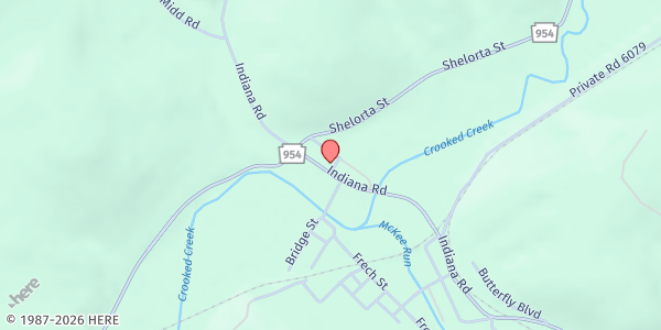 Map showing Creekside UMC at 444 Indiana Rd., Creekside, PA