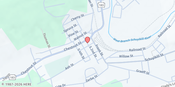 Map showing Faith Assembly Food Pantry at 18 S. 2nd St., Cressona, PA