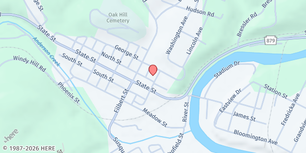 Map showing Curwensville Food Pantry at 430 Locust Street, Curwensville, PA