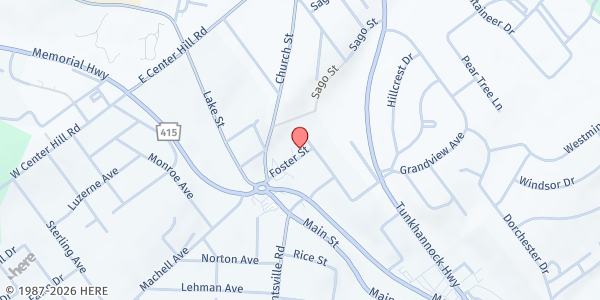 Map showing Pennsylvania Order Of The Eastern Star Inc Dallas Chapter #396 at 15 Foster St, Dallas, PA