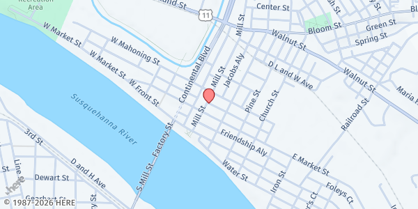 Map showing Danville Area United Way at 116 Mill St #2, Danville, PA