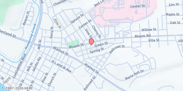 Map showing Danville Riverside Area Food Bank at 512 Bloom St., Danville, PA