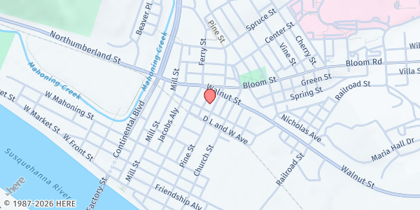 Map showing Pine Street Lutheran Church at 621 Pine St, Danville, PA