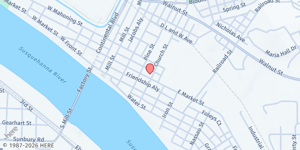 Map showing Trinity Lutheran Church at 215 E Market St, Danville, PA