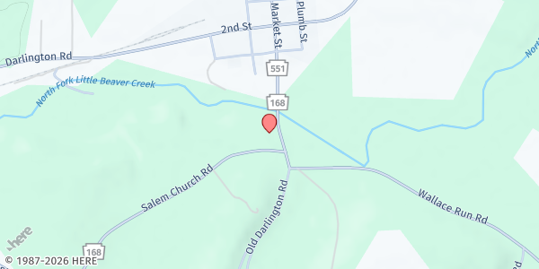 Map showing Darlington Food Pantry at 3385 Old Darlington Rd., Darlington, PA