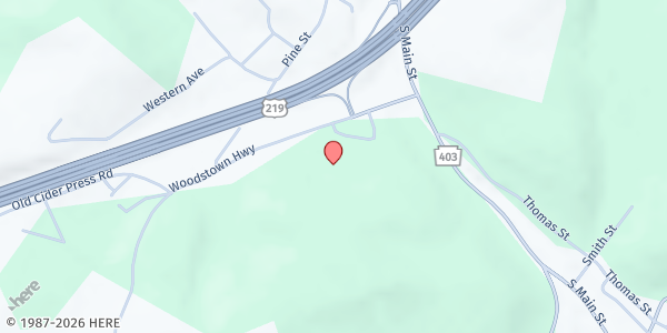 Map showing Somerset County Mobile Food Bank - Hollsopple at 205 Woodstown Hwy., Davidsville, PA