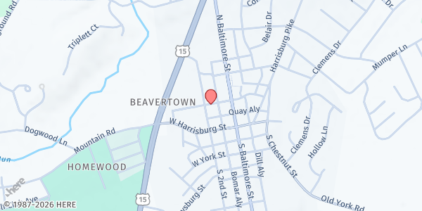 Map showing New Hope Ministries - Dillsburg at 99 W. Church St., Dillsburg, PA