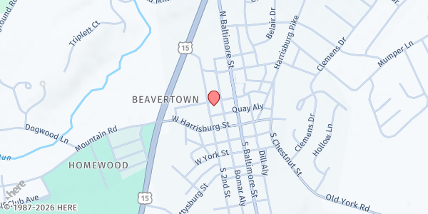 Map showing New Hope Ministries - York County Mobile Pantry at 99 W Church St, Dillsburg, PA