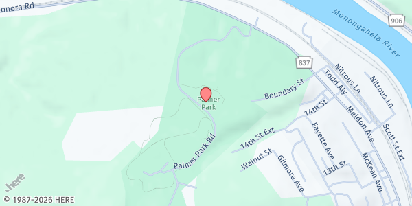 Map showing Our Lady of the Valley Church at 1 Park Rd., Donora, PA