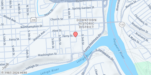 Map showing ProJet-Interfaith Food Pantry - Ferry Street at 320 Ferry Street, Downtown Historic District, PA