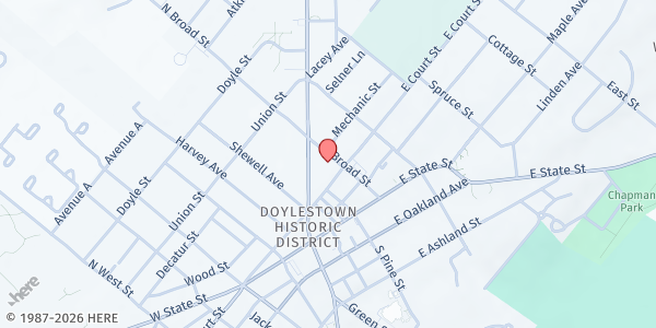 Map showing Bucks County Children & Youth - Doylestown at 55 E Court St 3rd floor, Doylestown, PA