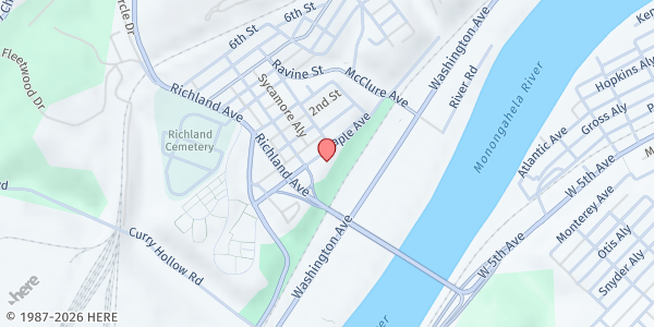 Map showing Dravosburg UMC at 109 Maple Ave. #1219, Dravosburg, PA