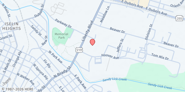 Map showing Du Bois Ministerial Food Pantry at 404 Liberty Blvd, DuBois, PA