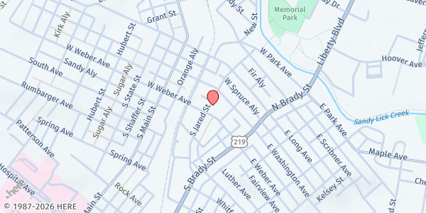 Map showing Dubois Salvation Army at 119 South Jared Street, Dubois, PA